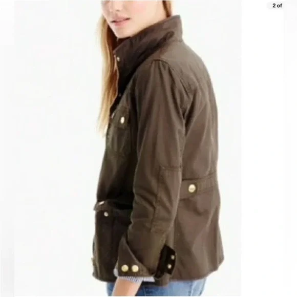 J. Crew Brown With Gold Hardware Size Small Women Relaxed Boyfriend Field Jacket - Picture 5 of 12